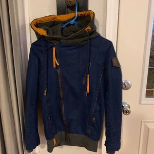 Blue asymmetric jacket